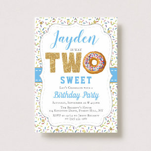 Sweet Little Doughnut Boys 2nd Birthday Invitation