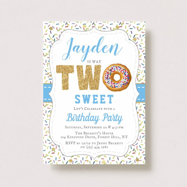 Sweet Little Doughnut Boys 2nd Birthday Invitation (Creator Uploaded)