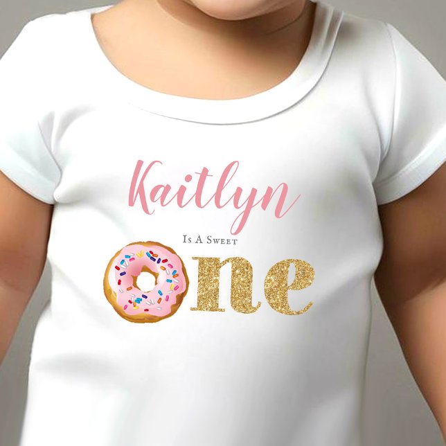 Sweet Little Doughnut Girls 1st Birthday Baby T-Shirt (Creator Uploaded)