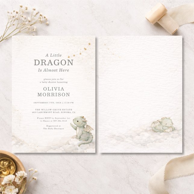 Sweet Little Dragon Baby Shower Invitation (Creator Uploaded)