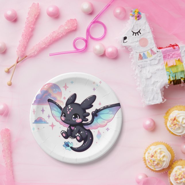 Sweet Little Dragon Baby Shower Paper Plate (Party)
