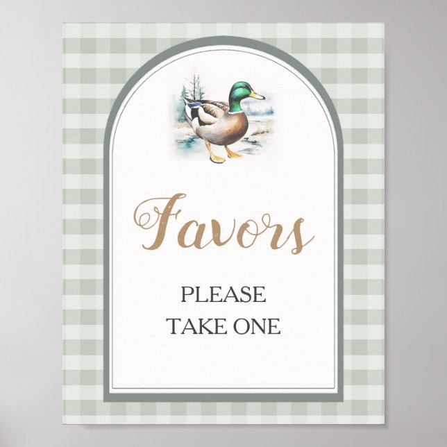 Sweet Little Duckling Gingham Baby Shower Favours Poster (Front)