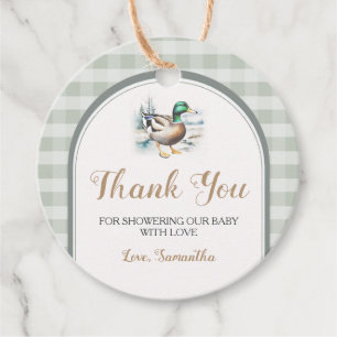 Sweet Little Duckling Mallard Gingham Baby Shower Favour Tags
