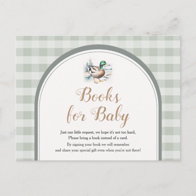 Sweet Little Duckling Mallard Gingham Baby Shower Postcard (Front)
