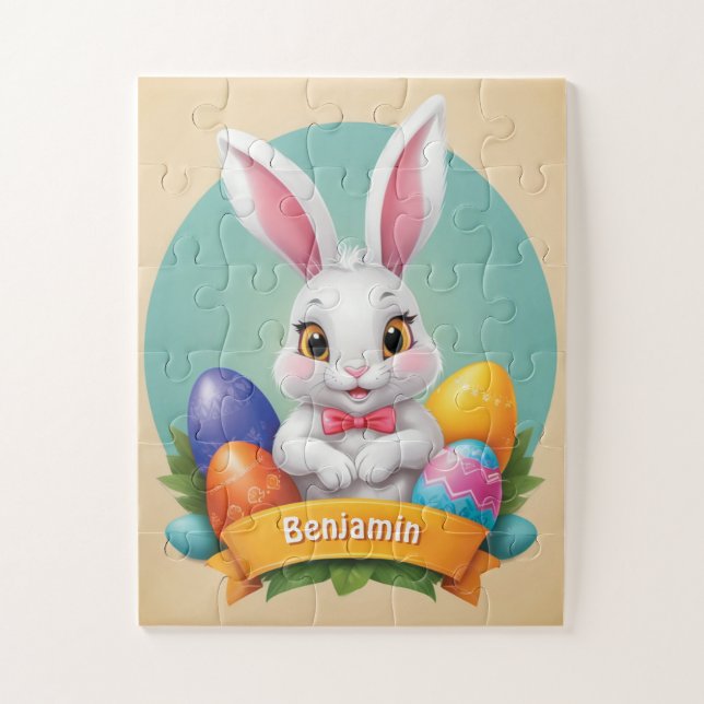 Sweet Little Easter Rabbit Personalised Kids Jigsaw Puzzle (Vertical)
