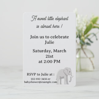 Sweet Little Elephant Baby Shower Invitation 
