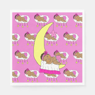 Sweet Little Ethnic Baby Sleeping on the Moon Napkin