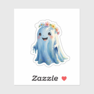 Sweet Little Ghost Sticker with a Flower Crown | C