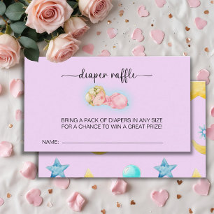Sweet Little Girl Baby Shower diaper raffle Enclosure Card