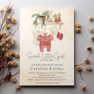 Sweet Little Girl Boho Clothes Baby Shower Invitation
