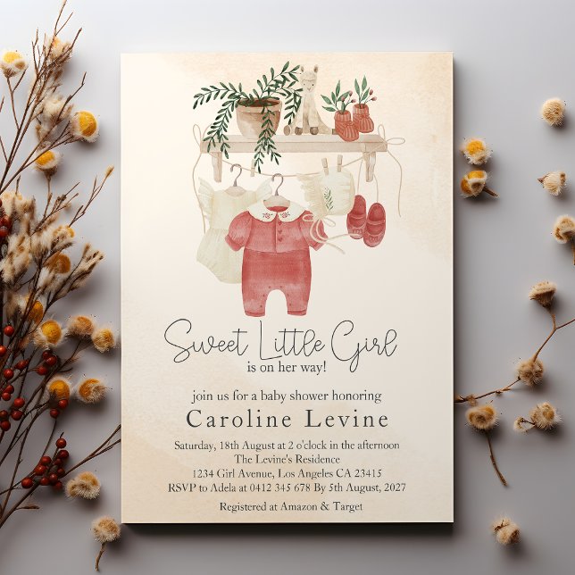 Sweet Little Girl Boho Clothes Baby Shower Invitation (Creator Uploaded)