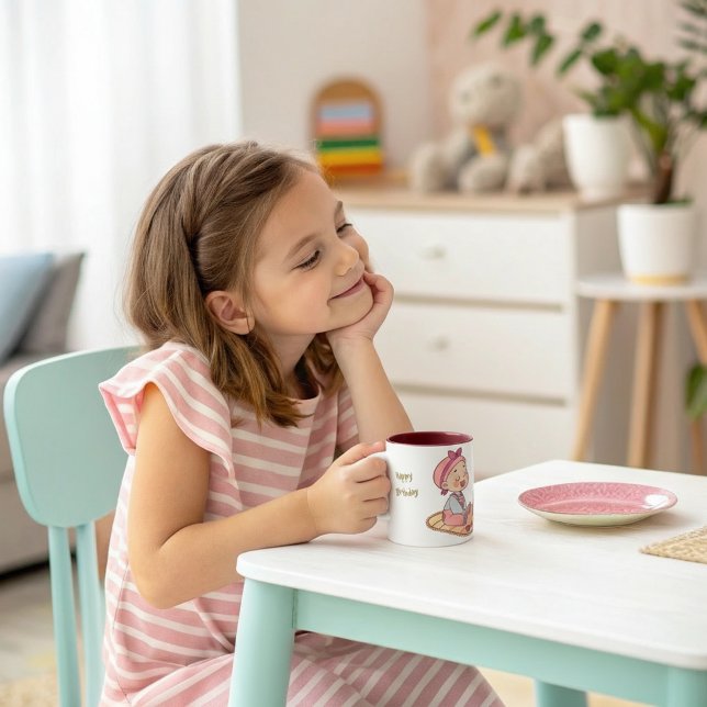 Sweet little girl Happy Birthday Two-Tone Coffee Mug (Creator Uploaded)
