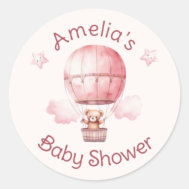 Sweet Little Girl on the Way Baby Shower Classic Round Sticker (Front)