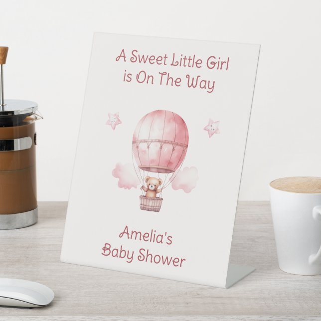 Sweet Little Girl on the Way Baby Shower Pedestal Sign (In SItu)