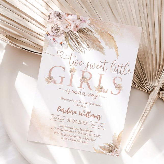 Sweet Little Girl Pampas Baby Shower Invitation (Creator Uploaded)