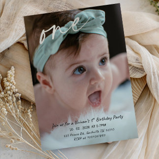 Sweet Little Girl's 1st Birthday Party Invitation