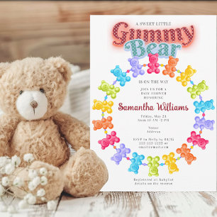 Sweet Little Gummy Bear Pastel Baby Shower Invitation