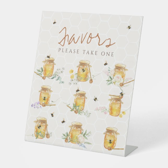 Sweet Little Honey Baby Shower Favours  Pedestal Sign (Front)