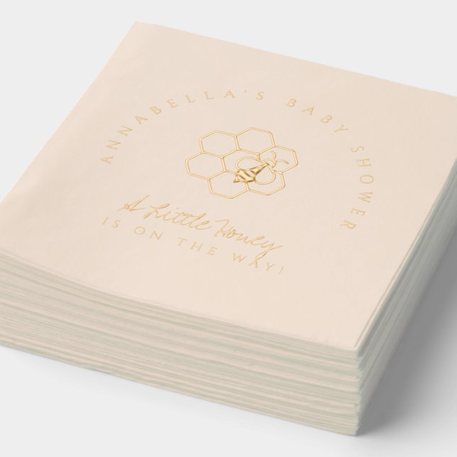 Sweet Little Honey Baby Shower Foil Napkins (Detail)