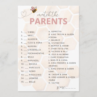 Sweet Little Honey Baby Shower Parent Game Card