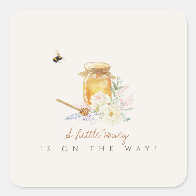 Sweet Little Honey Baby Shower Square Sticker (Front)