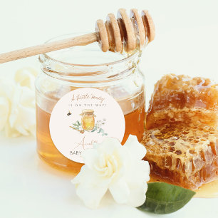 Sweet Little Honey Baby Shower Welcome Sign Classic Round Sticker