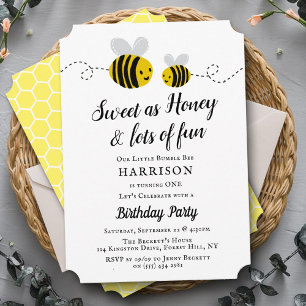 Sweet Little Honey Bee 1st Birthday Party Invitation