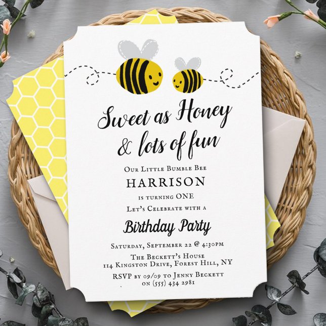 Sweet Little Honey Bee 1st Birthday Party Invitation (Creator Uploaded)