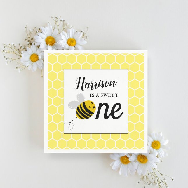 Sweet Little Honey Bee 1st Birthday Party Napkin (Creator Uploaded)