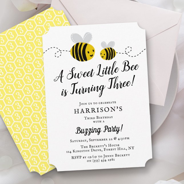 Sweet Little Honey Bee 3rd Birthday Party Invitation (Creator Uploaded)