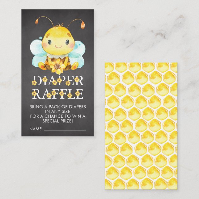Sweet Little Honey Bee Baby Diaper Raffle Ticket   Enclosure Card (Front/Back)