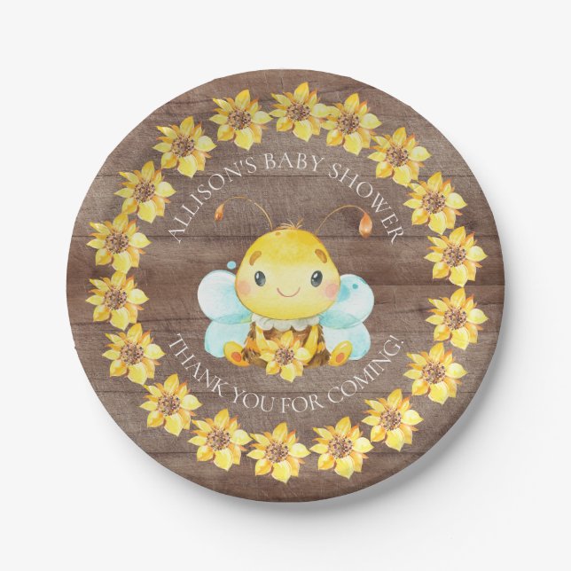 Sweet Little Honey Bee  Baby Shower 7" Plate (Front)