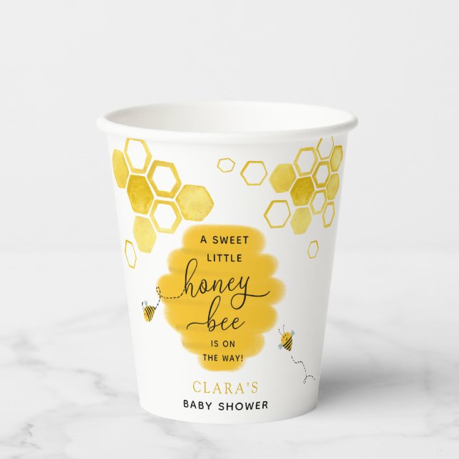 Sweet Little Honey Bee Baby Shower Paper Cups (Front)