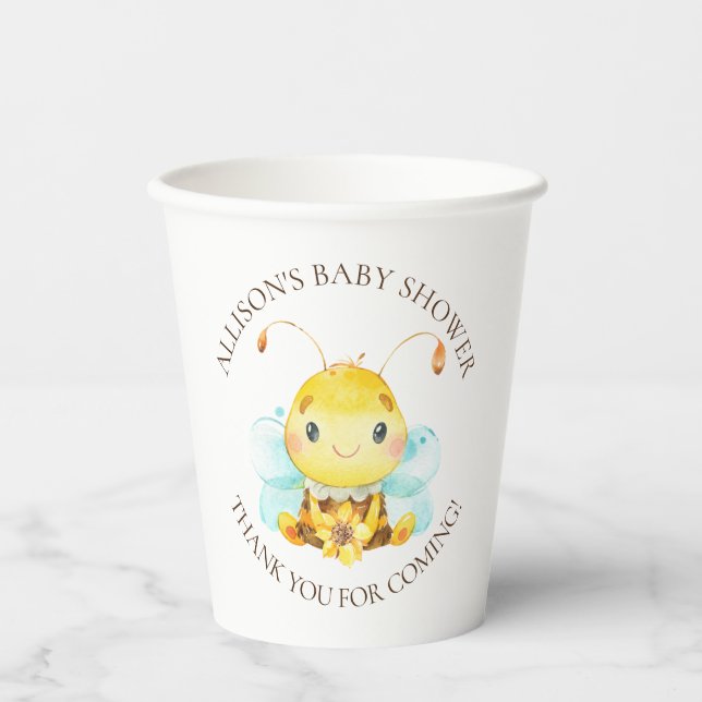 Sweet Little Honey Bee Baby Shower Thank You  Clas Paper Cups (Front)