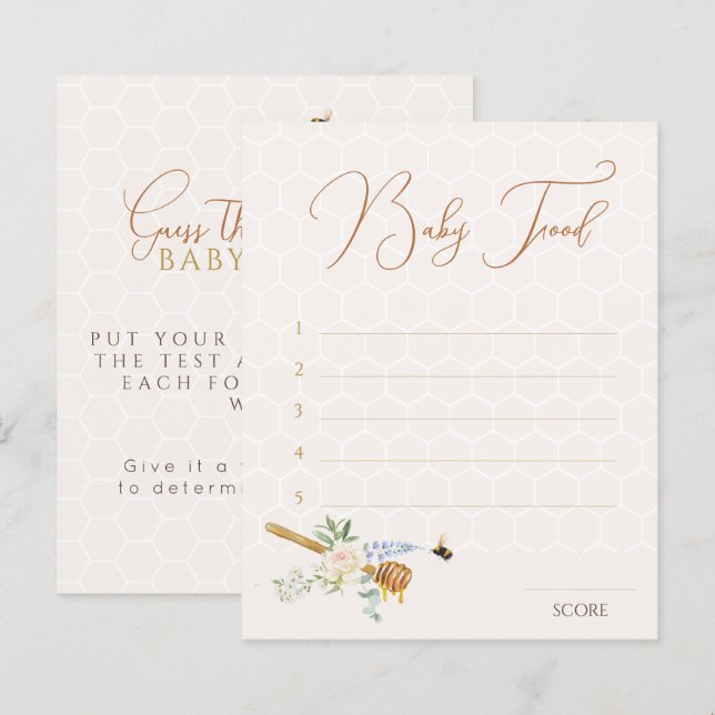 Sweet Little Honey Shower Guess the Baby Food Game (Front/Back)