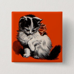 sweet little kitten 15 cm square badge