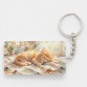Sweet little kitten sunbathing  key ring