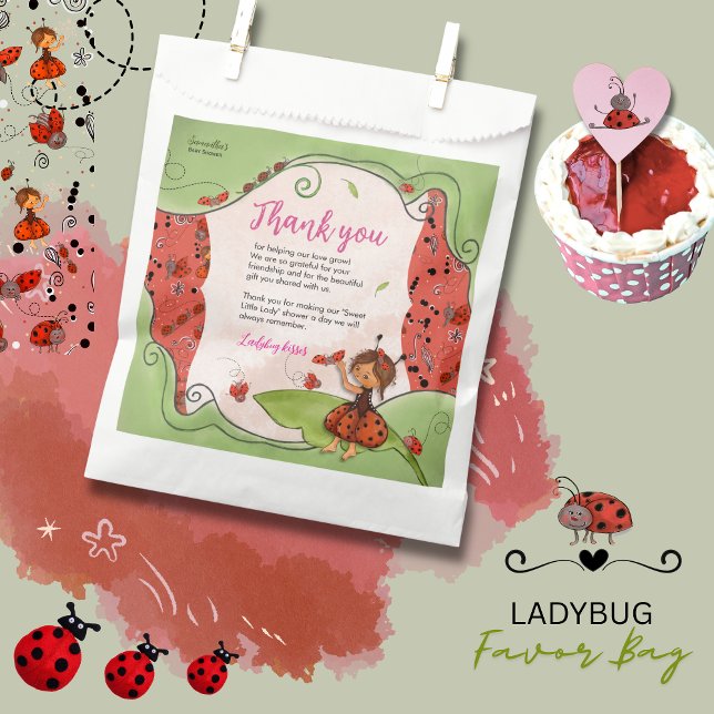Sweet Little Lady Ladybug Baby Shower Thank You  Favour Bag (Sweet Little Lady Ladybug Baby Shower Thank You Favor Bag)
