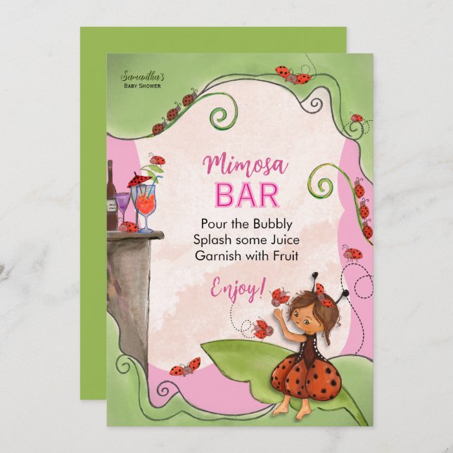 Sweet Little Lady Mimosa Bar Sign Invitation (Front/Back)