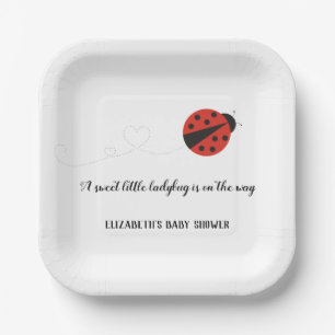 Sweet little ladybug baby shower paper plate