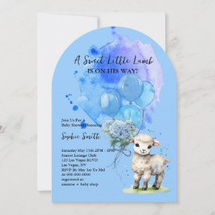Sweet Little Lamb Baby Shower Blue Hydrangea Arch Invitation