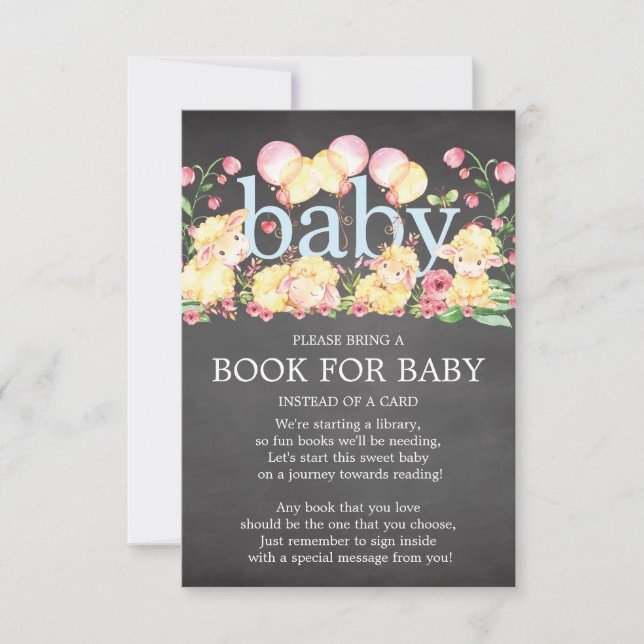 Sweet Little Lamb Baby Shower Book for Baby Invitation (Front)