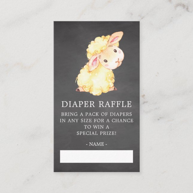 Sweet Little Lamb Baby Shower Diaper Raffle Ticket Enclosure Card (Front)