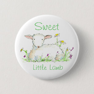 Sweet Little Lamb Farm Animal Sheep Illustration 6 Cm Round Badge