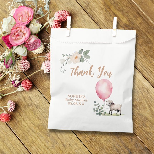 Sweet Little Lamb Floral Pink Balloon Favour Bag (Creator Uploaded)