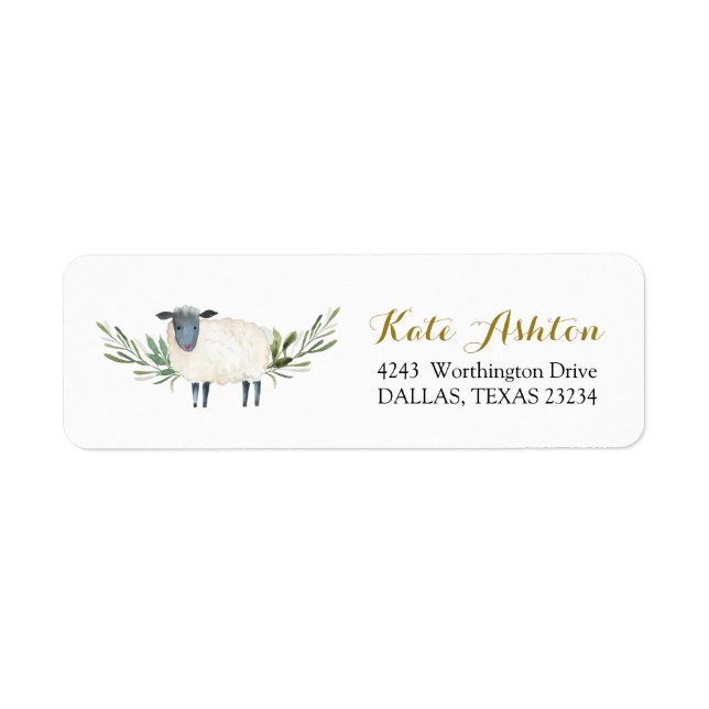 Sweet Little Lamb Greenery Address Label Return Address Label (Front)