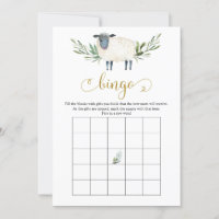 Sweet Little Lamb Greenery Baby Shower Bingo Game