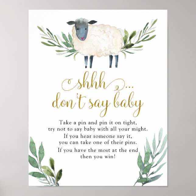 Sweet Little Lamb Greenery Don't Say Baby Poster (Front)