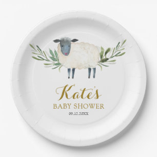 Sweet Little Lamb Greenery Paper Plate