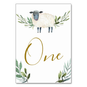 Sweet Little Lamb Greenery Table Number